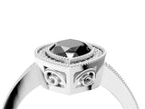 White gold Fancy Black Marquise Cut Cut Halo Pavé Diamond Ring_4