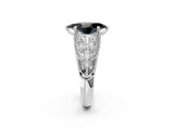 White gold Fancy Black Marquise Cut Cut Milgrain Pave Diamond Engagement Ring with Four-Prong Setting_5