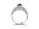 White gold Fancy Black Marquise Cut Cut Milgrain Pave Diamond Engagement Ring with Four-Prong Setting_6