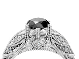 White gold Fancy Black Marquise Cut Cut Milgrain Pave Diamond Engagement Ring with Four-Prong Setting_7