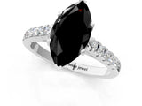 White gold Fancy Black Marquise Cut Cut Pavé Band Solitaire Ring with Four-Prong Setting_1