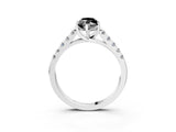 White gold Fancy Black Marquise Cut Cut Pavé Band Solitaire Ring with Four-Prong Setting_3