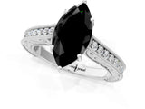 White gold Fancy Black Marquise Cut Cut Pave Band Milgrain Solitaire Ring_13