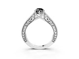 White gold Fancy Black Marquise Cut Cut Pave Band Milgrain Solitaire Ring_15