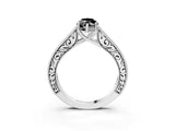 White gold Fancy Black Marquise Cut Cut Pave Band Milgrain Solitaire Ring_15