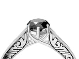 White gold Fancy Black Marquise Cut Cut Pave Band Milgrain Solitaire Ring_16