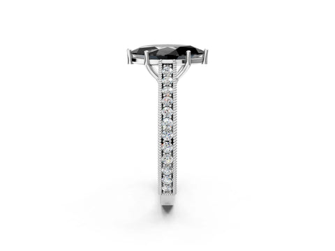 White gold Fancy Black Marquise Cut Cut Pave Band Milgrain Solitaire Ring_20