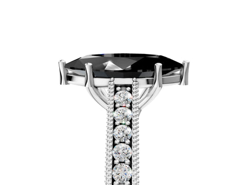 White gold Fancy Black Marquise Cut Cut Pave Band Milgrain Solitaire Ring_23
