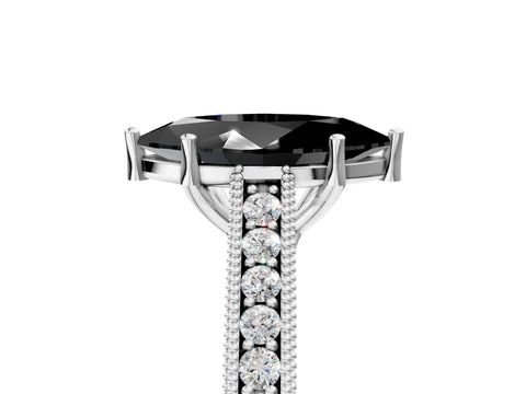 White gold Fancy Black Marquise Cut Cut Pave Band Milgrain Solitaire Ring_5