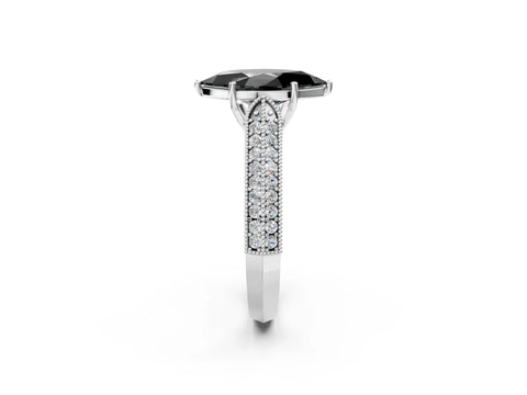 White gold Fancy Black Marquise Cut Cut Pave Split Shank Engagement Ring with Four-Prong Setting_2