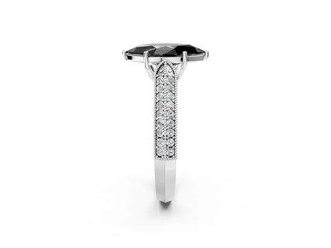 White gold Fancy Black Marquise Cut Cut Pave Split Shank Engagement Ring with Four-Prong Setting_48