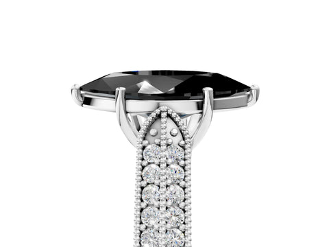 White gold Fancy Black Marquise Cut Cut Pave Split Shank Engagement Ring with Four-Prong Setting_5