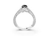 White gold Fancy Black Marquise Cut Cut Solitaire Engraved Band with Four-Prong Setting_3