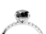 White gold Fancy Black Marquise Cut Diamond Brilliant Solitaire Ring with Pavé Band and Four-Prong Setting_16
