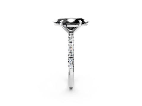 White gold Fancy Black Marquise Cut Diamond Brilliant Solitaire Ring with Pavé Band and Four-Prong Setting_2