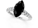 White gold Fancy Black Marquise Cut Diamond Cathedral Solitaire Ring with Round  Pavé Band_37