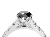 White gold Fancy Black Marquise Cut Diamond Cathedral Solitaire Ring with Round  Pavé Band_46