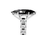 White gold Fancy Black Marquise Cut Diamond Cathedral Solitaire Ring with Round  Pavé Band_53