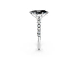 White gold Fancy Black Marquise Cut Diamond Cathedral Solitaire Ring with Round  Pavé Band_62