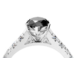 White gold Fancy Black Marquise Cut Diamond Cathedral Solitaire Ring with Round  Pavé Band_64