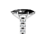 White gold Fancy Black Marquise Cut Diamond Cathedral Solitaire Ring with Round  Pavé Band_65