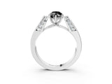 White gold Fancy Black Marquise Cut Diamond Channel Set Solitaire Ring with Four-Prong Setting_10