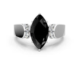 White gold Fancy Black Marquise Cut Diamond Channel Set Solitaire Ring with Four-Prong Setting_12