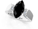 White gold Fancy Black Marquise Cut Diamond Channel Set Solitaire Ring with Four-Prong Setting_13