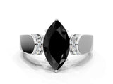 White gold Fancy Black Marquise Cut Diamond Channel Set Solitaire Ring with Four-Prong Setting_13