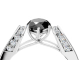 White gold Fancy Black Marquise Cut Diamond Channel Set Solitaire Ring with Four-Prong Setting_16