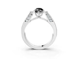 White gold Fancy Black Marquise Cut Diamond Channel Set Solitaire Ring with Four-Prong Setting_16