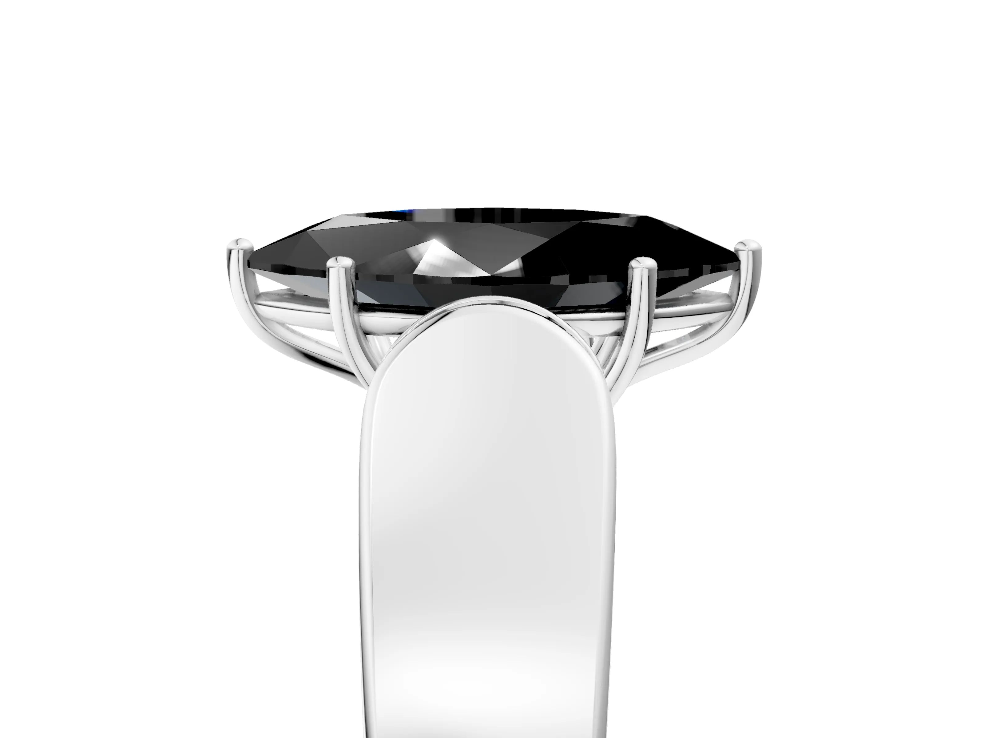 White gold Fancy Black Marquise Cut Diamond Channel Set Solitaire Ring with Four-Prong Setting_17