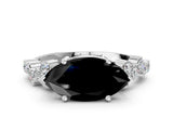 White gold Fancy Black Marquise Cut Diamond Cluster Pavé Band with Four-Prong Setting_12
