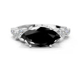 White gold Fancy Black Marquise Cut Diamond Cluster Pavé Band with Four-Prong Setting_3