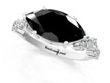 White gold Fancy Black Marquise Cut Diamond Cluster Pavé Band with Four-Prong Setting_4