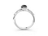White gold Fancy Black Marquise Cut Diamond Cluster Side Stone Solitaire Ring with Prong Setting_51