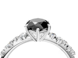 White gold Fancy Black Marquise Cut Diamond Cluster Side Stone Solitaire Ring with Prong Setting_52