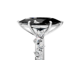 White gold Fancy Black Marquise Cut Diamond Cluster Side Stone Solitaire Ring with Prong Setting_53