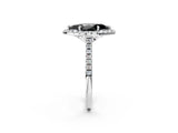 White gold Fancy Black Marquise Cut Diamond Cushion Halo Ring with Pavé Band_14