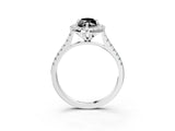 White gold Fancy Black Marquise Cut Diamond Cushion Halo Ring with Pavé Band_15