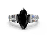 White gold Fancy Black Marquise Cut Diamond Engagement Ring with Baguette Side Stones and Channel Set Band_24