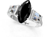 White gold Fancy Black Marquise Cut Diamond Engagement Ring with Baguette Side Stones and Channel Set Band_25