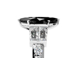 White gold Fancy Black Marquise Cut Diamond Engagement Ring with Baguette Side Stones and Channel Set Band_29