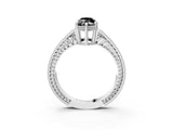 White gold Fancy Black Marquise Cut Diamond Engagement Ring with Milgrain Channel Set Band and Prong Setting_3