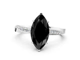 White gold Fancy Black Marquise Cut Diamond Engagement Ring with Side Stone Accents and Four-Prong Setting_24