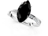 White gold Fancy Black Marquise Cut Diamond Engagement Ring with Side Stone Accents and Four-Prong Setting_25