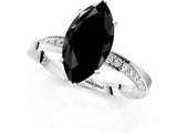 White gold Fancy Black Marquise Cut Diamond Engagement Ring with Side Stone Accents and Four-Prong Setting_40