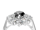 White gold Fancy Black Marquise Cut Diamond Floral Double Halo Engagement Ring with Prong Setting_40