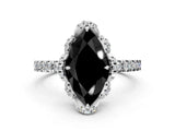 White gold Fancy Black Marquise Cut Diamond Halo Pave Band with Four-Prong Setting_3