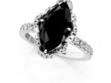 White gold Fancy Black Marquise Cut Diamond Halo Pave Band with Four-Prong Setting_4